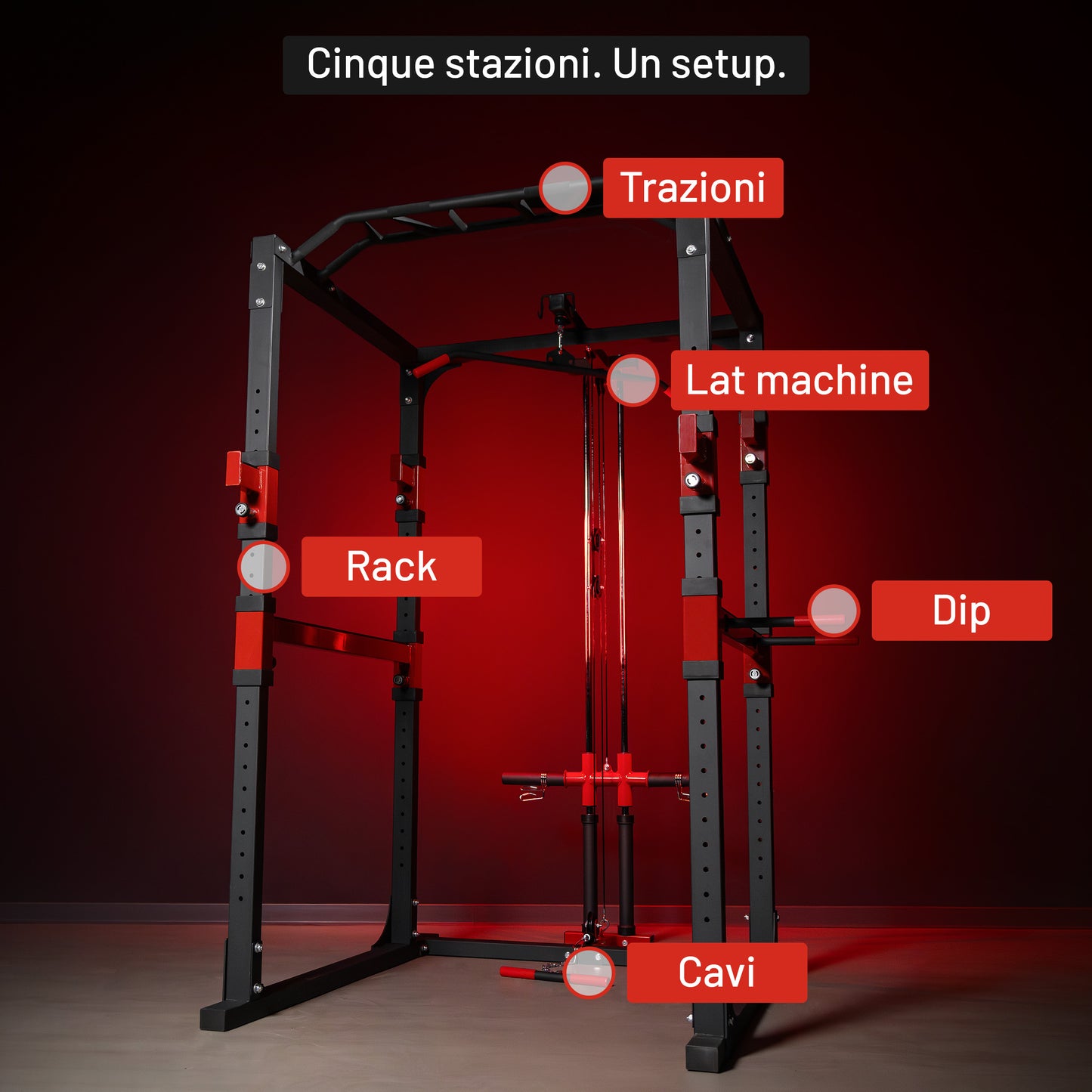 Power Rack Multifunzione con Lat Machine