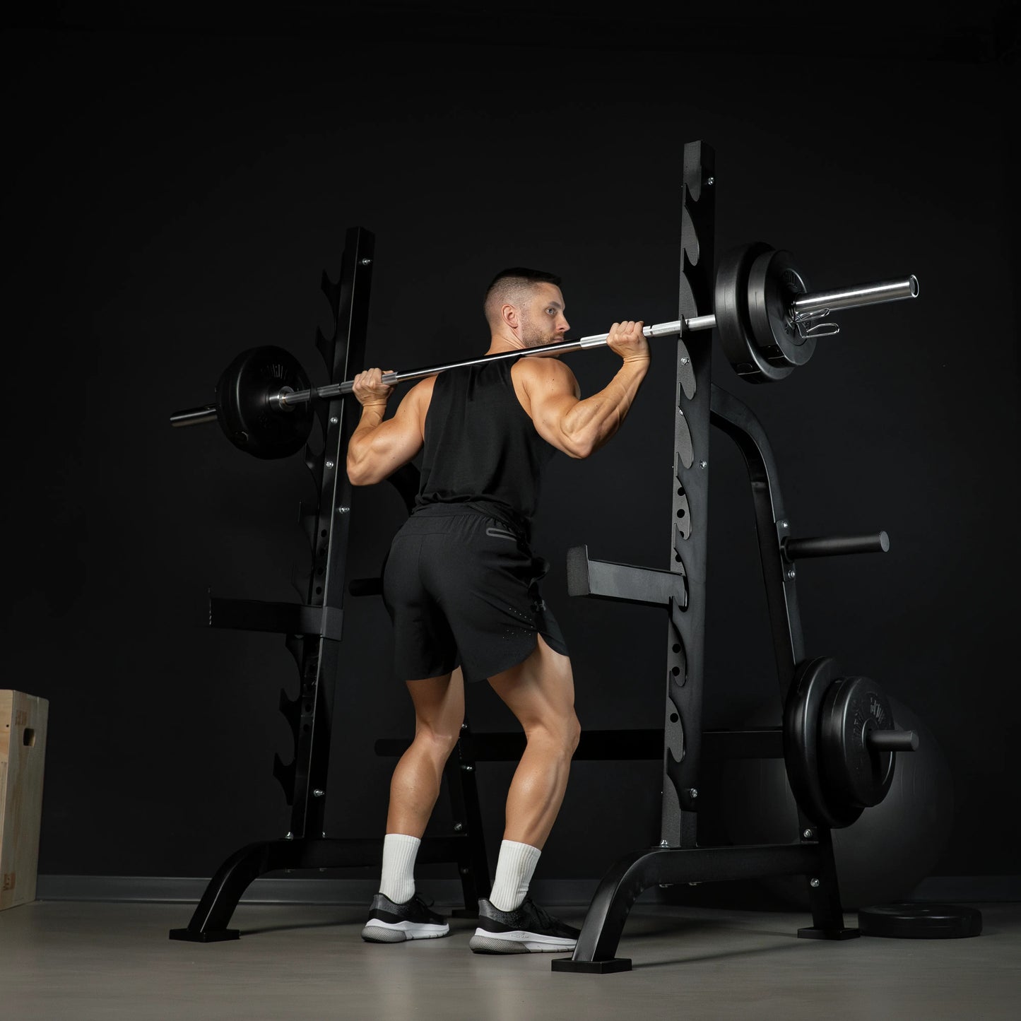 Squat Rack con Porta Dischi Integrato, 300 kg