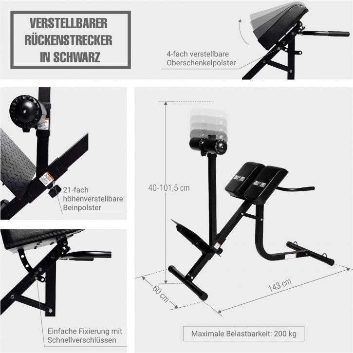 Panca Hyperextension regolabile, in nero