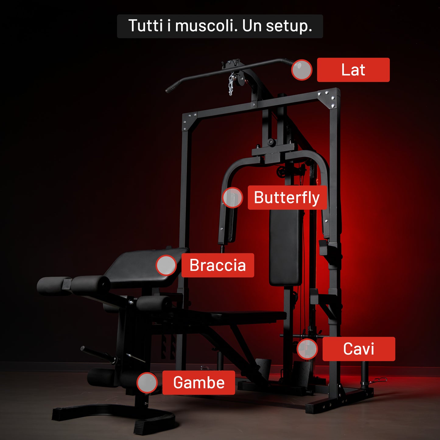 Palestra Multifunzione con Panca Regolabile e Lat Machine