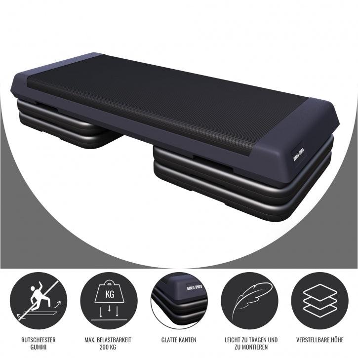 Stepper con Tappetino in Gomma Nero/Grigio Scuro