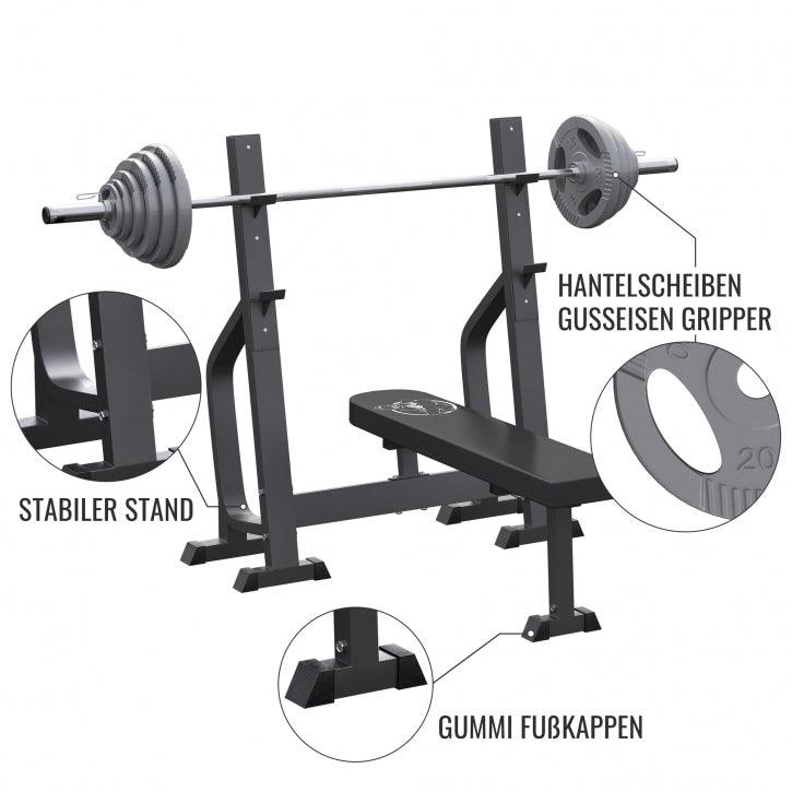Set Panca Pesi, Supporto e Bilanciere Olimpico 130 kg