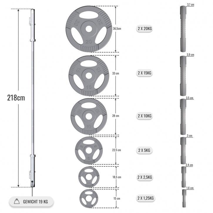 Set Panca Pesi, Supporto e Bilanciere Olimpico 130 kg