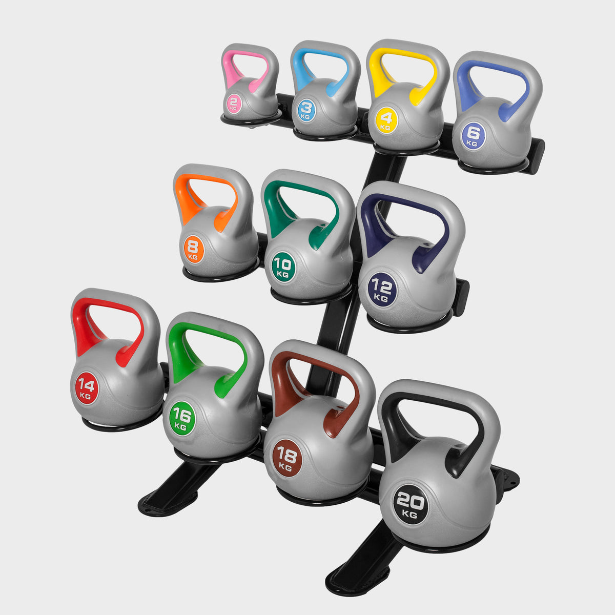 Kettlebell Colorato in Plastica, Peso a Scelta 2-20 kg