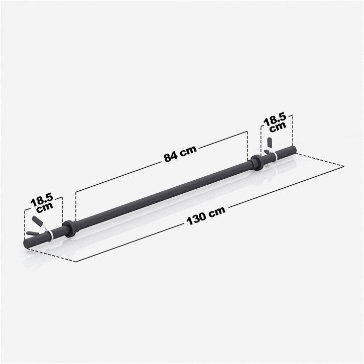 Barra pesi Gorilla Sports 130 cm con misure dettagliate, attrezzo bodybuilding fitness