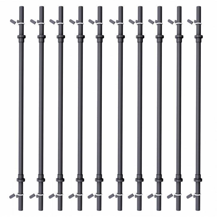 Set di 10 bilancieri neri Gorilla Sports per bodybuilding e fitness su sfondo bianco