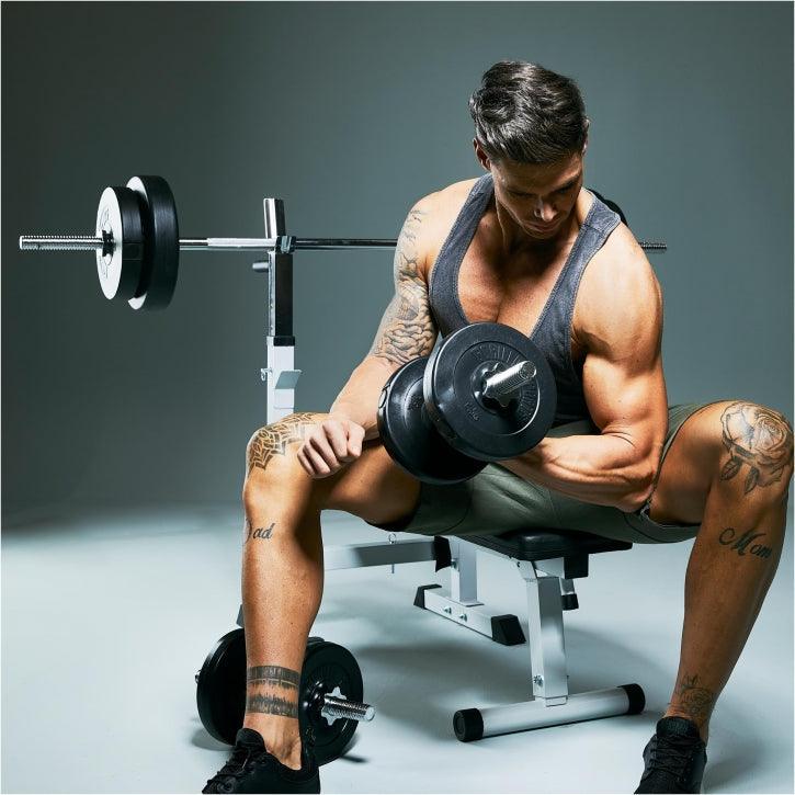 Set Bilanciere, Manubri e Dischi in Plastica 60 kg - 130 kg