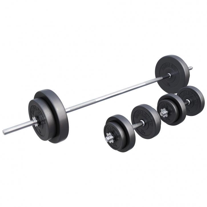 Set Bilanciere, Manubri e Dischi in Plastica 60 kg - 130 kg