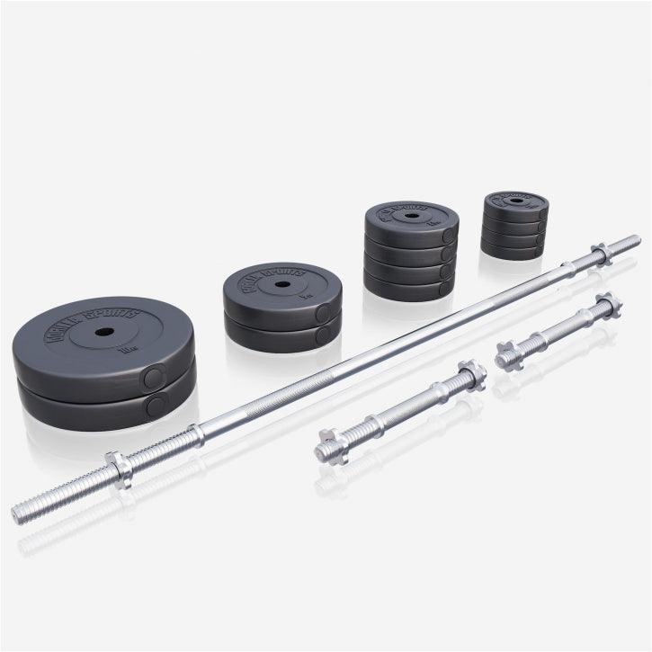 Set Bilanciere, Manubri e Dischi in Plastica 60 kg - 130 kg