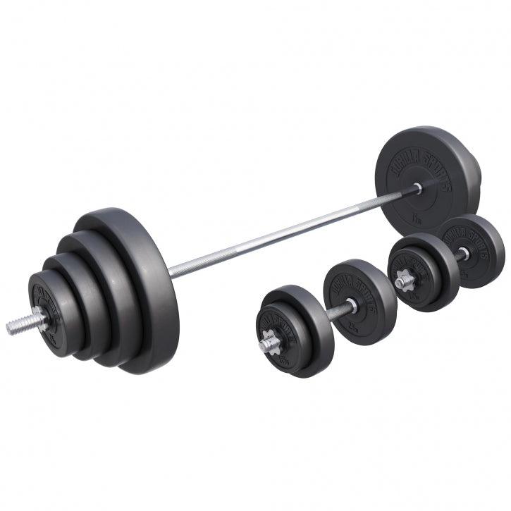 Set Bilanciere, Manubri e Dischi in Plastica 60 kg - 130 kg