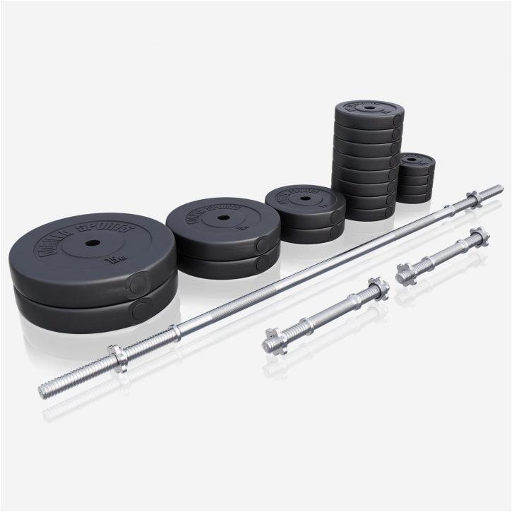 Set Bilanciere, Manubri e Dischi in Plastica 60 kg - 130 kg