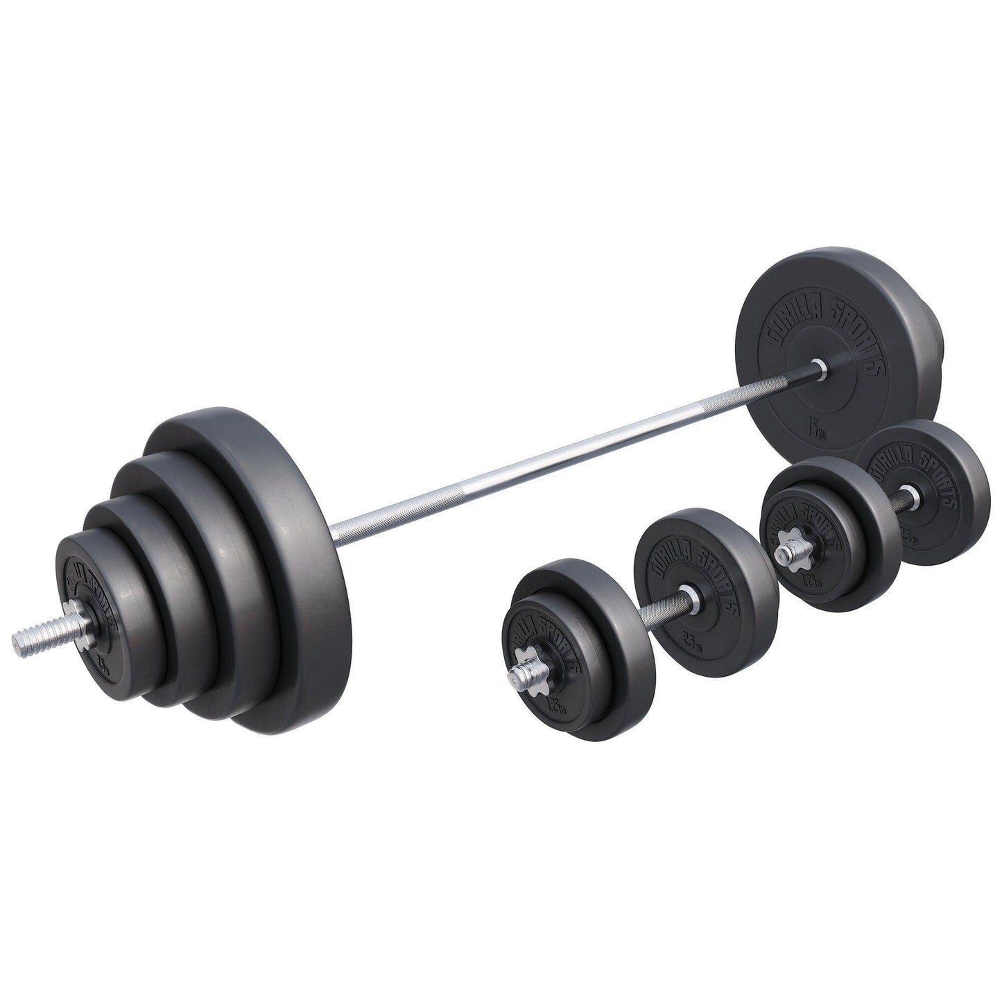 Set Bilanciere, Manubri e Dischi in Plastica 60 kg - 130 kg