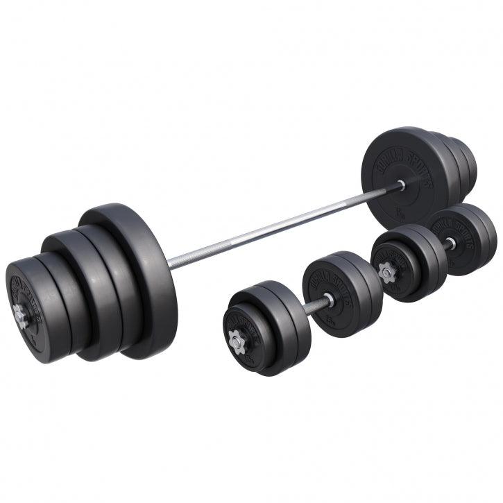Set Bilanciere, Manubri e Dischi in Plastica 60 kg - 130 kg
