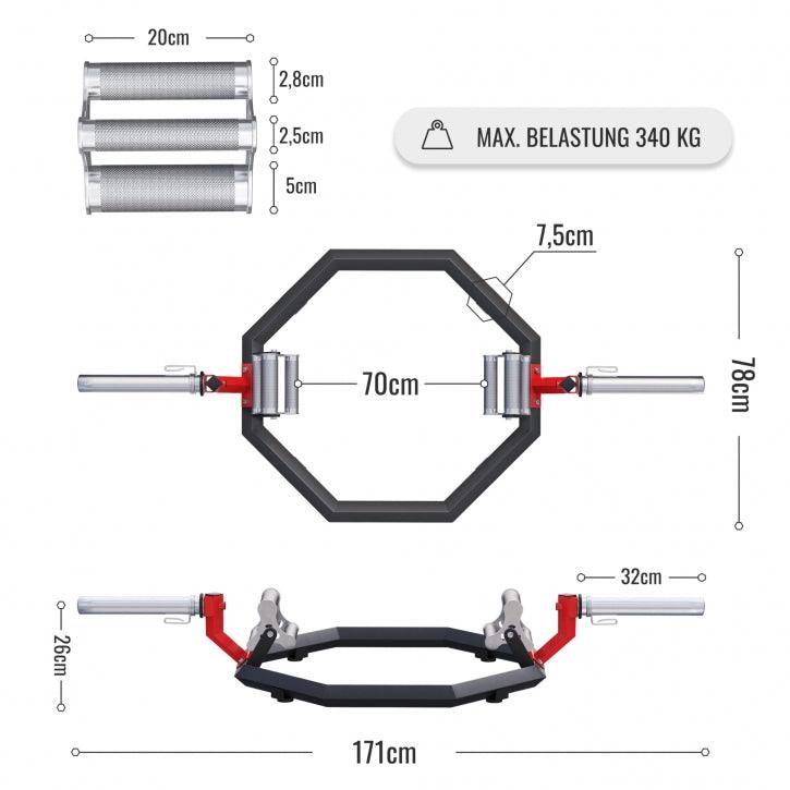 Multi Grip Trap Bar in Nero/Rosso