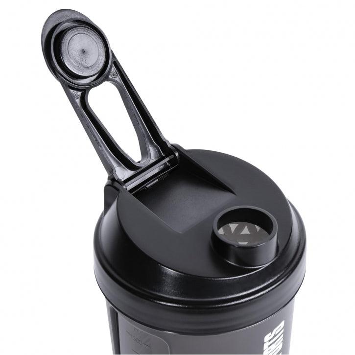 Shaker proteico da 500 ml con scomparto per polveri nero