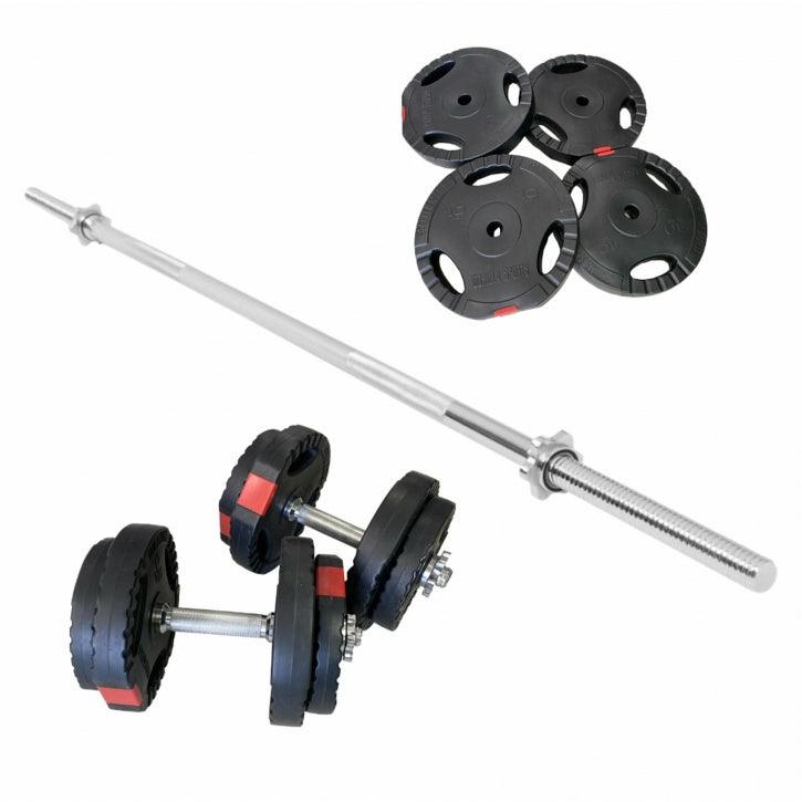 Set Bilanciere Manubri e Dischi Gripper in Plastica 60-130 kg