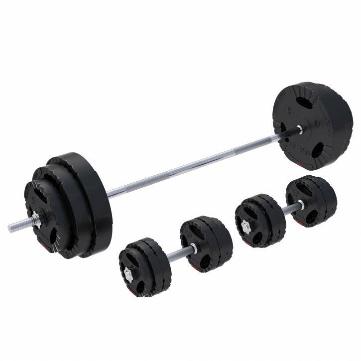 Set Bilanciere Manubri e Dischi Gripper in Plastica 60-130 kg