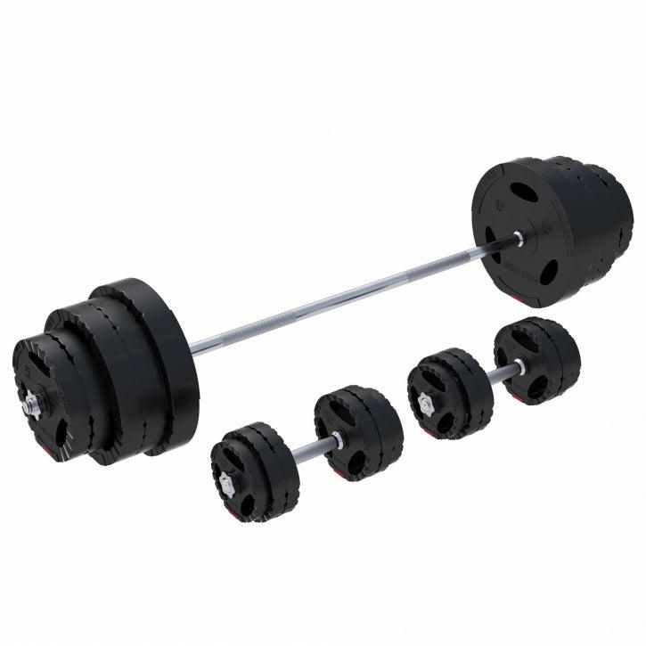 Set Bilanciere Manubri e Dischi Gripper in Plastica 60-130 kg