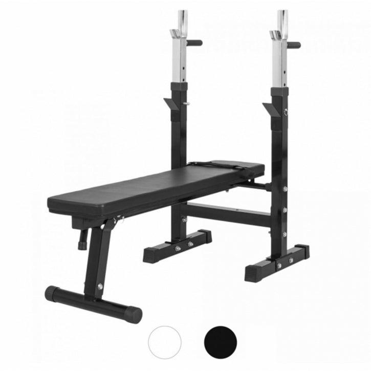 Panca Piana Pieghevole con Supporto Bilanciere e Dischi Gripper 100 kg