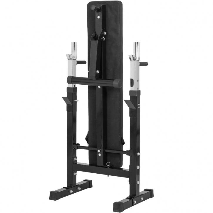 Panca Piana Pieghevole con Supporto Bilanciere e Dischi Gripper 100 kg