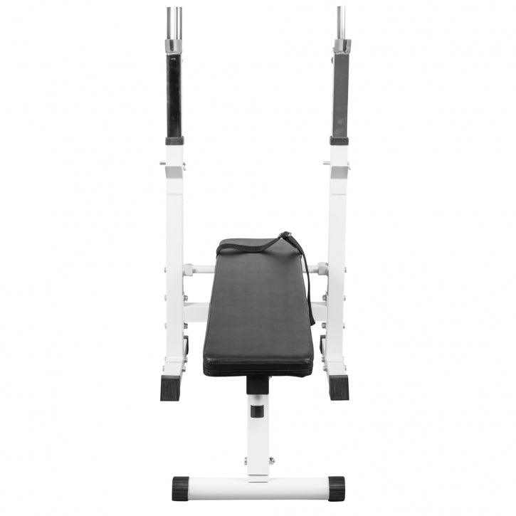 Panca Piana Pieghevole con Supporto Bilanciere e Dischi Gripper 100 kg