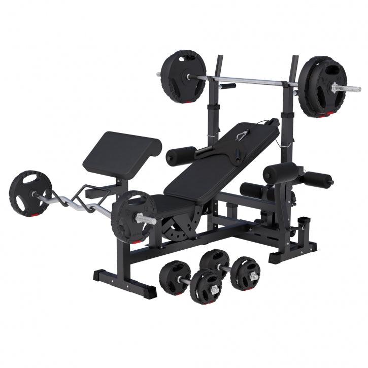 Set Panca Multifunzione con Blancieri e Dischi Gripper 100 kg 27 Pezzi