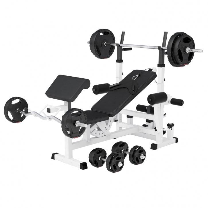 Set Panca Multifunzione con Blancieri e Dischi Gripper 100 kg 27 Pezzi