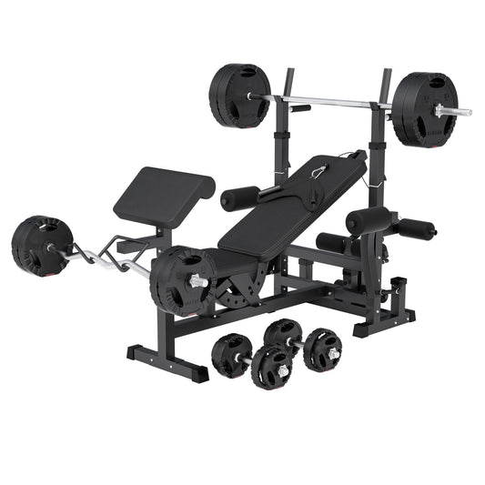 Set Panca Multifunzione con Blancieri e Dischi Gripper 100 kg 29 Pezzi
