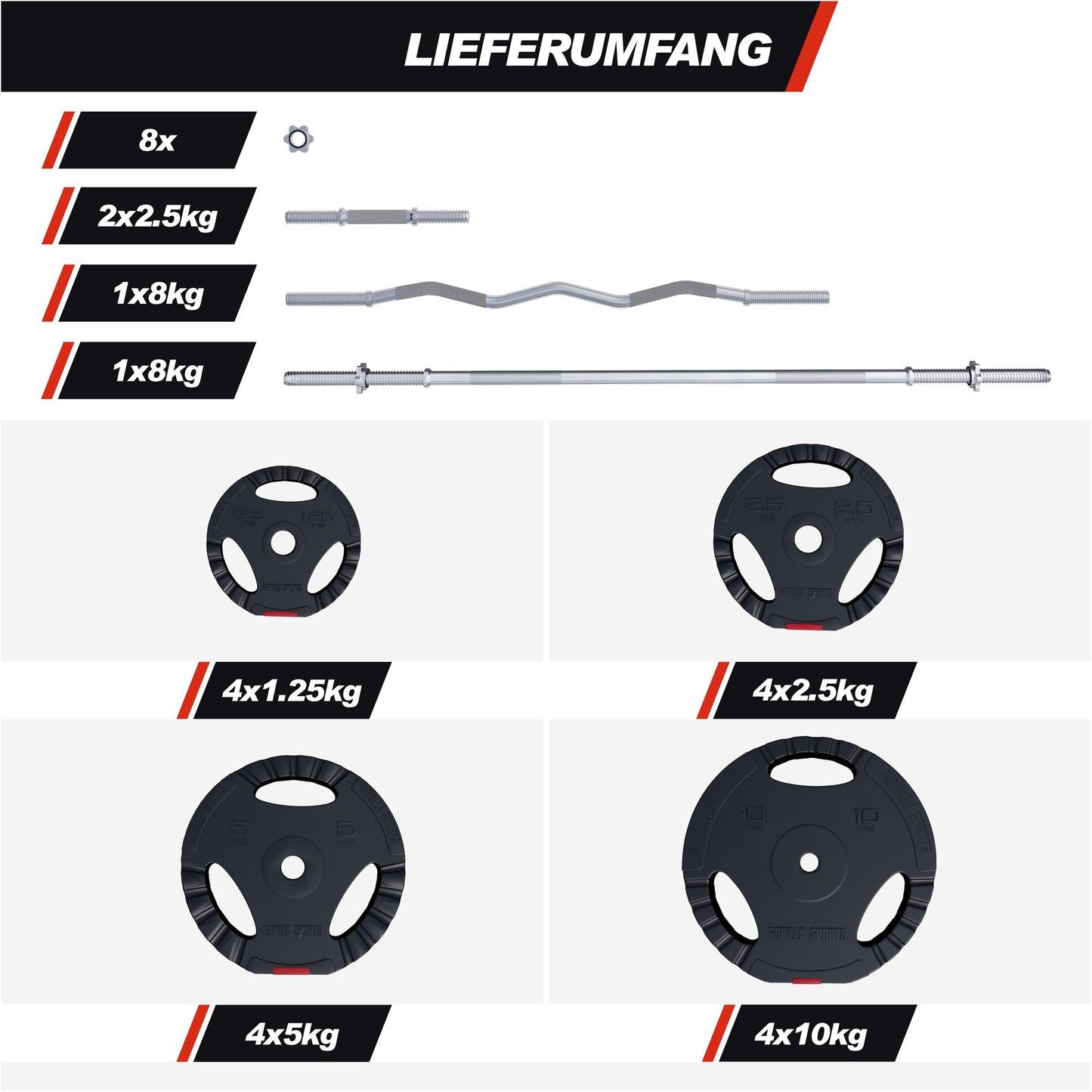 Set Panca Multifunzione con Blancieri e Dischi Gripper 100 kg 29 Pezzi
