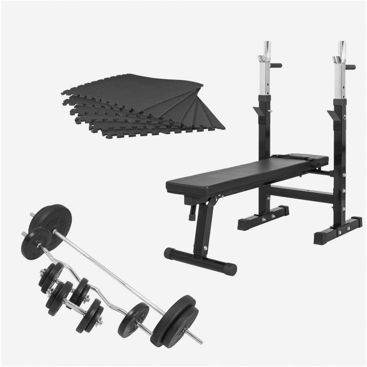 Set Panca Pesi, Tapettini Prottetivi e Bilanciere 100 kg