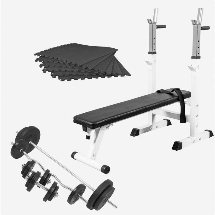 Set Panca Pesi, Tapettini Prottetivi e Bilanciere 100 kg