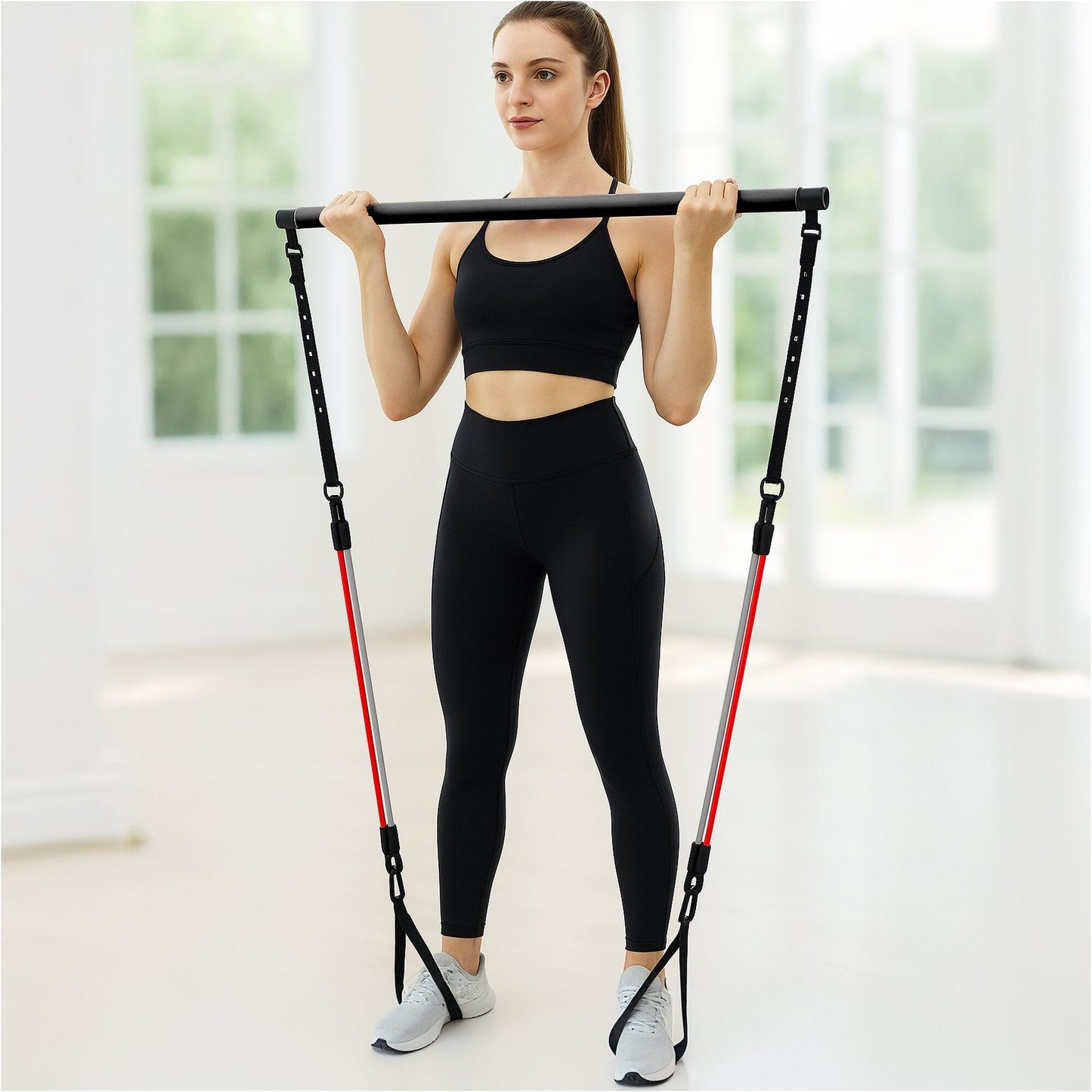 Set Barra Fitness con Elastici e Maniglie