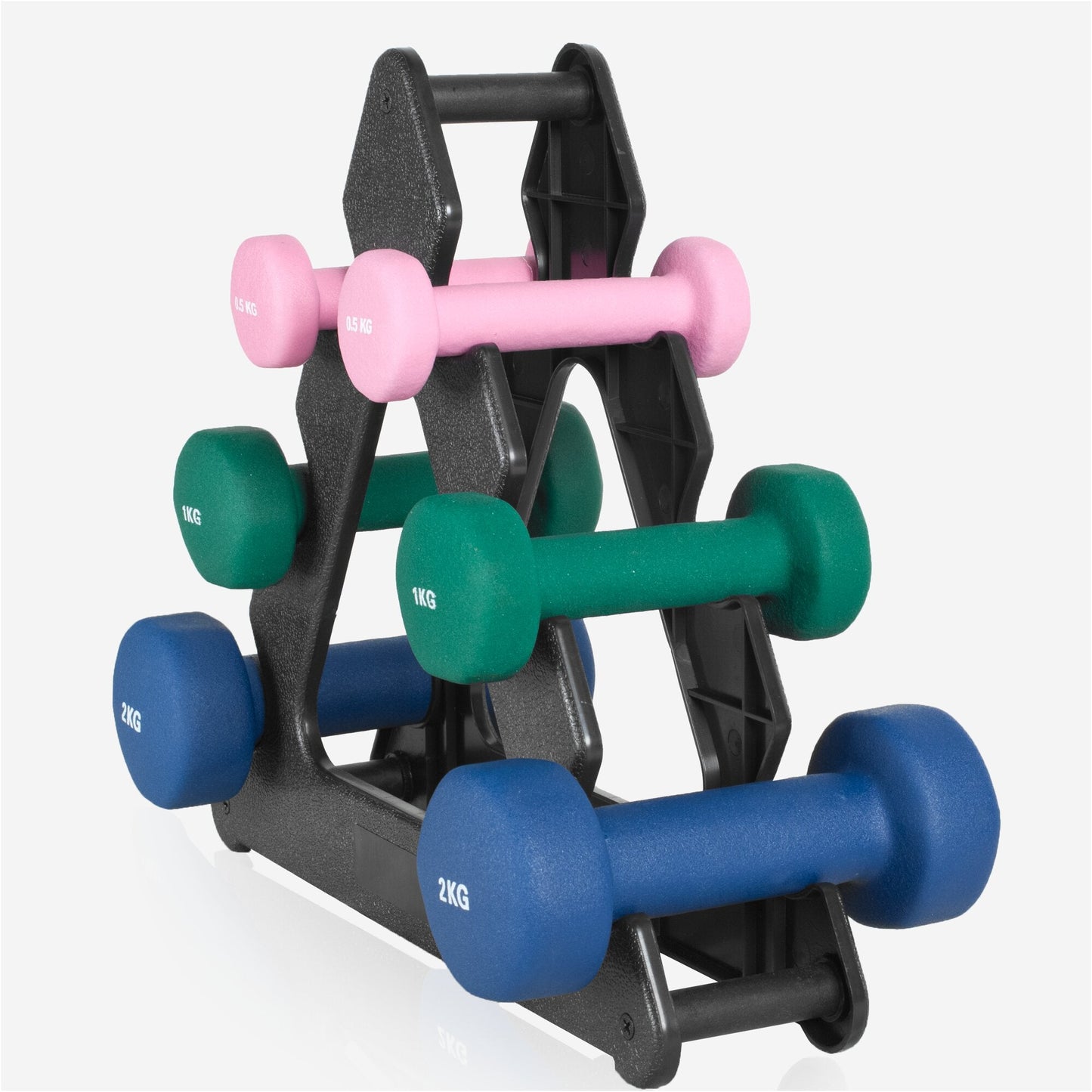 Set di manubri colorati con supporto in plastica, Gorilla Sports, per fitness e bodybuilding