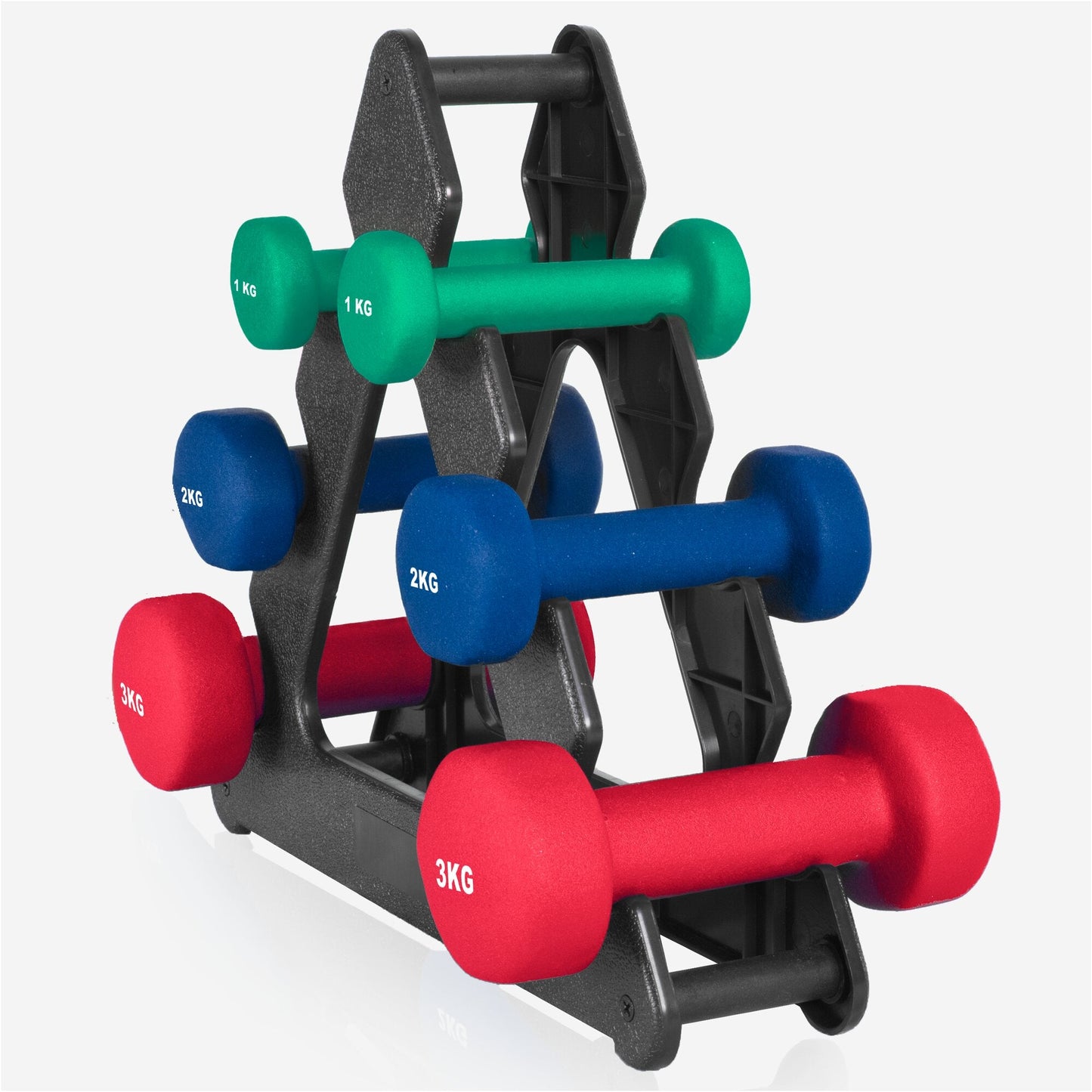 Set manubri colorati da 1, 2, 3 kg con supporto, attrezzi fitness Gorilla Sports IT
