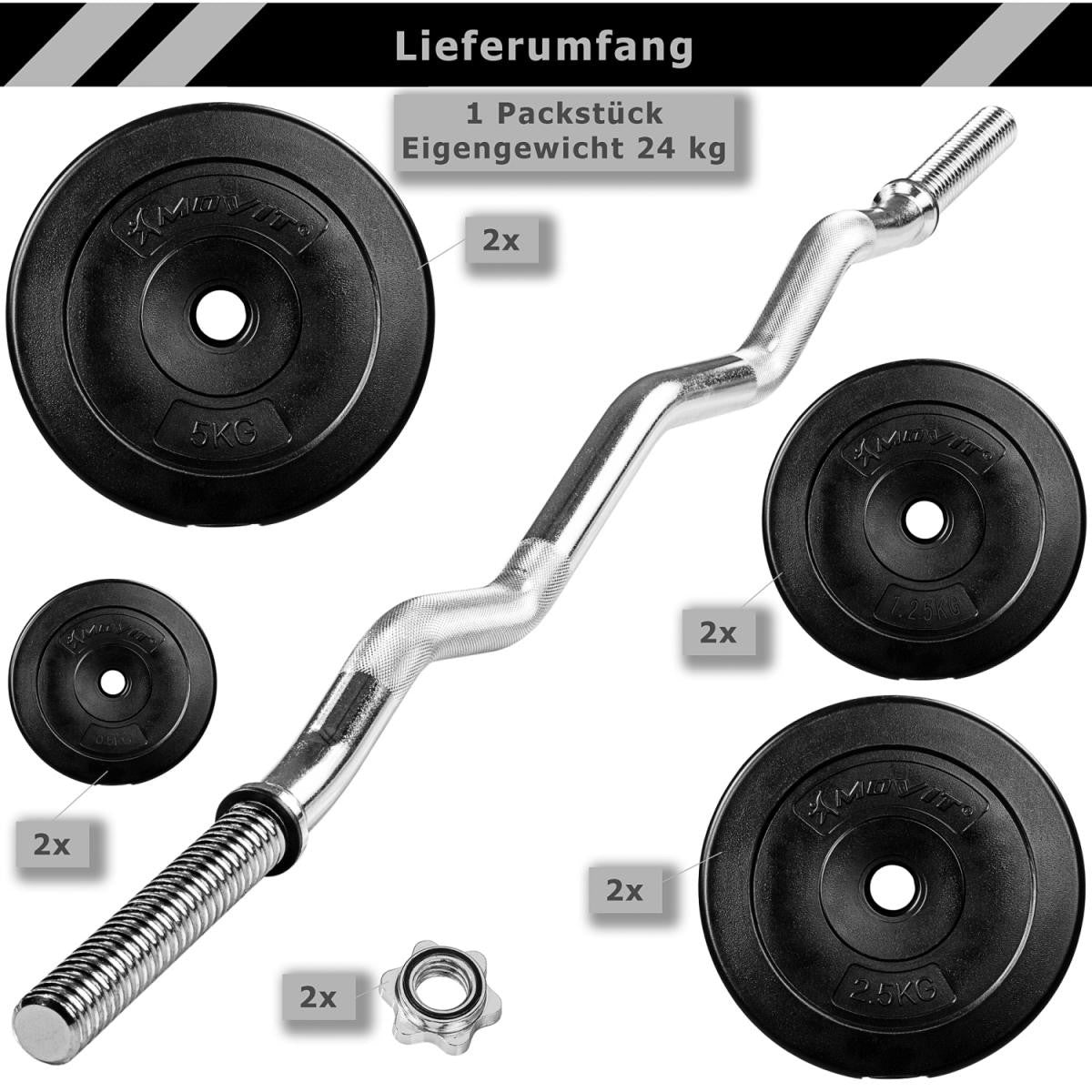 Set Curl Bilanciere EZ e Dischi in Plastica 23,5 - 35 kg