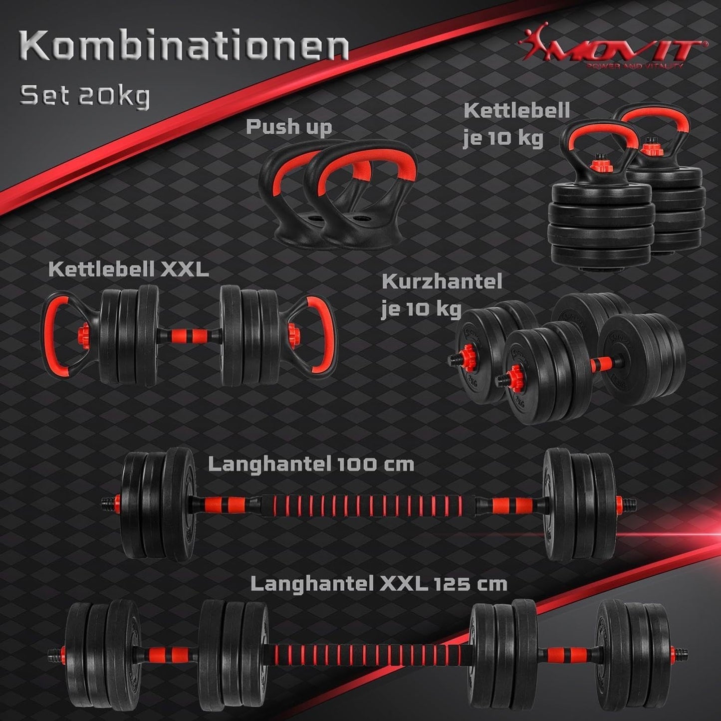 Set manubri 6-in-1 20 – 30 kg