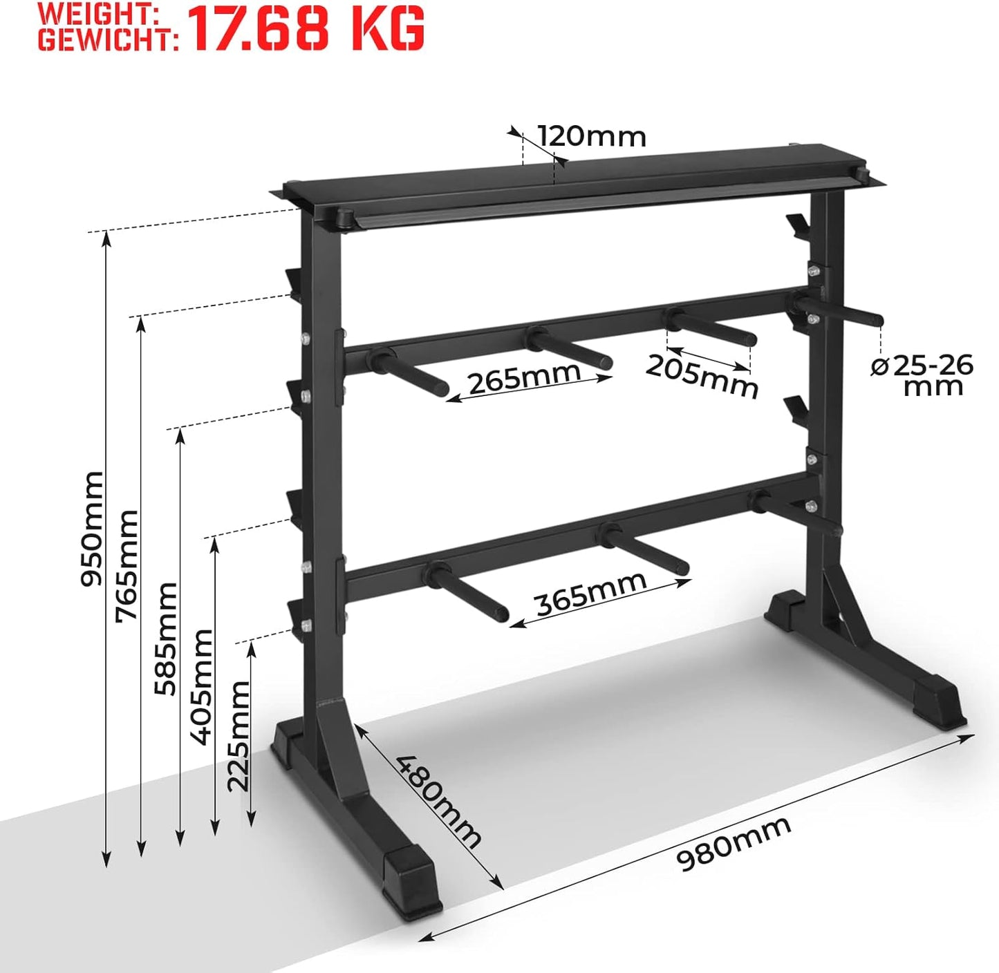 Rastrelliera Porta Dischi 25 mm, Carico Massimo 300 kg