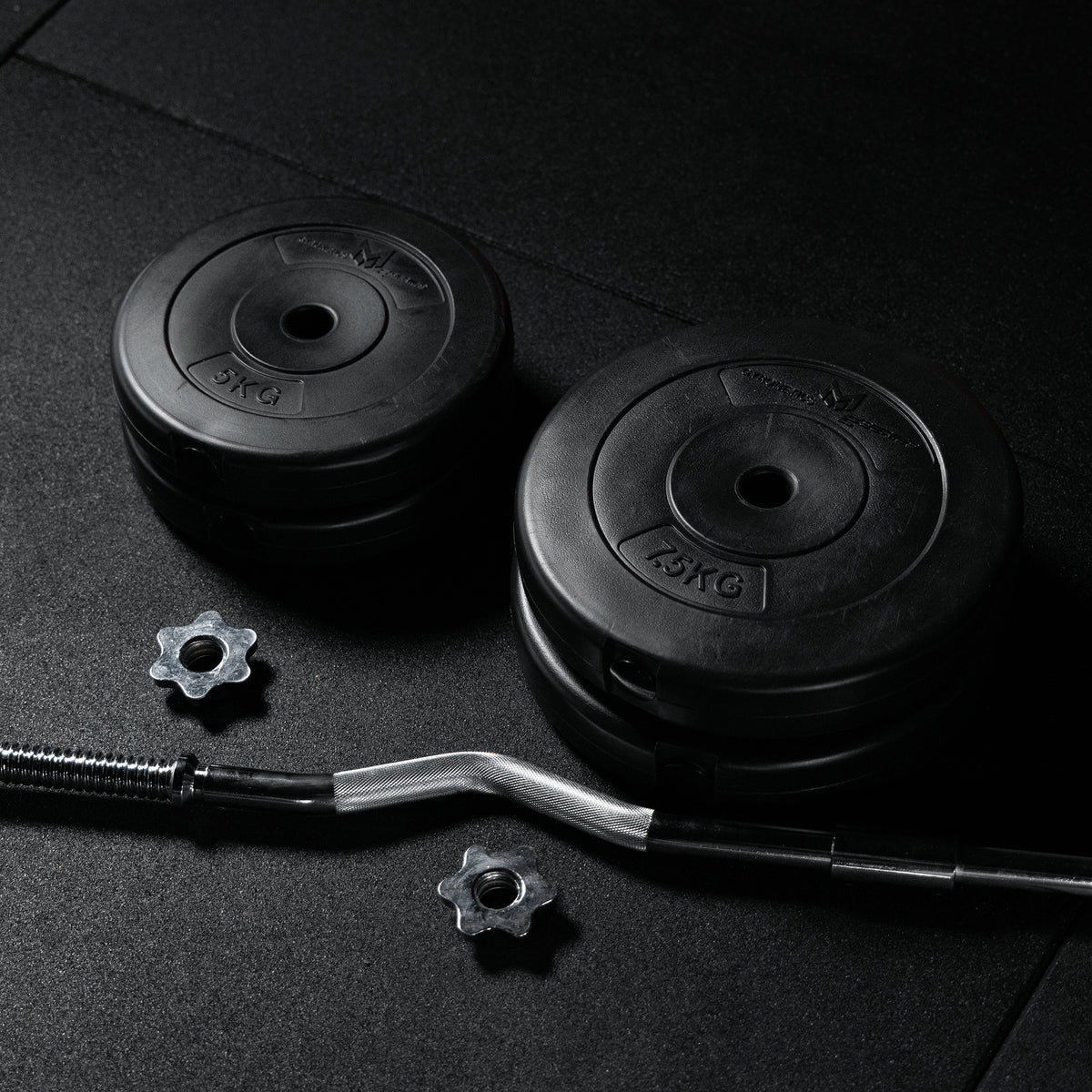 Set Curl Bilanciere EZ e Pesi in Plastica 30 kg 25 mm