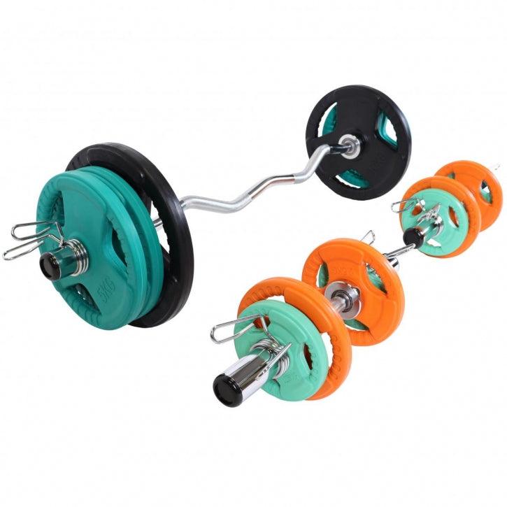 Set Curl Bilanciere EZ Olimpico con Dischi Gommati e Manubri 75 kg 50/51 mm