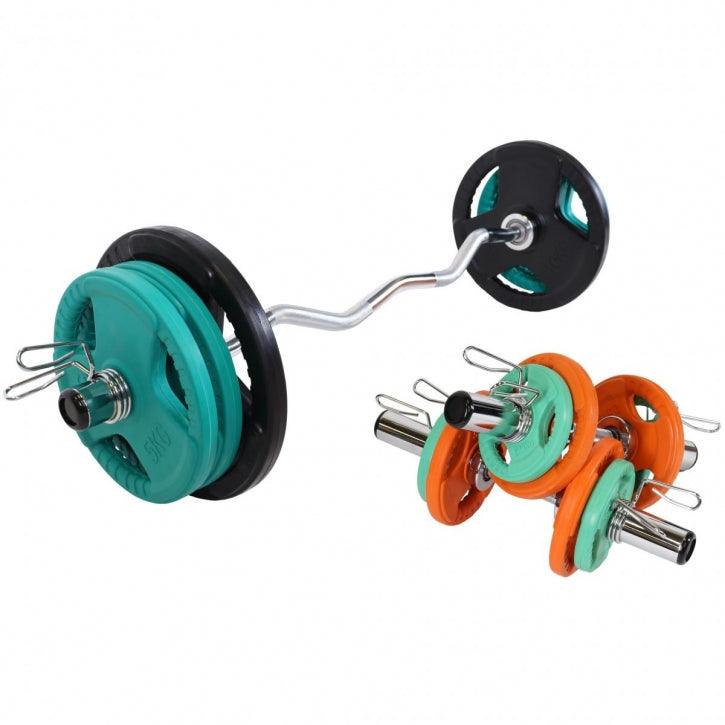 Set Curl Bilanciere EZ Olimpico con Dischi Gommati e Manubri 75 kg 50/51 mm