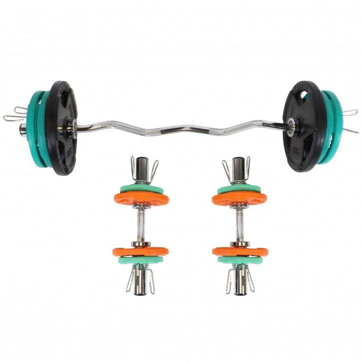 Set Curl Bilanciere EZ Olimpico con Dischi Gommati e Manubri 75 kg 50/51 mm