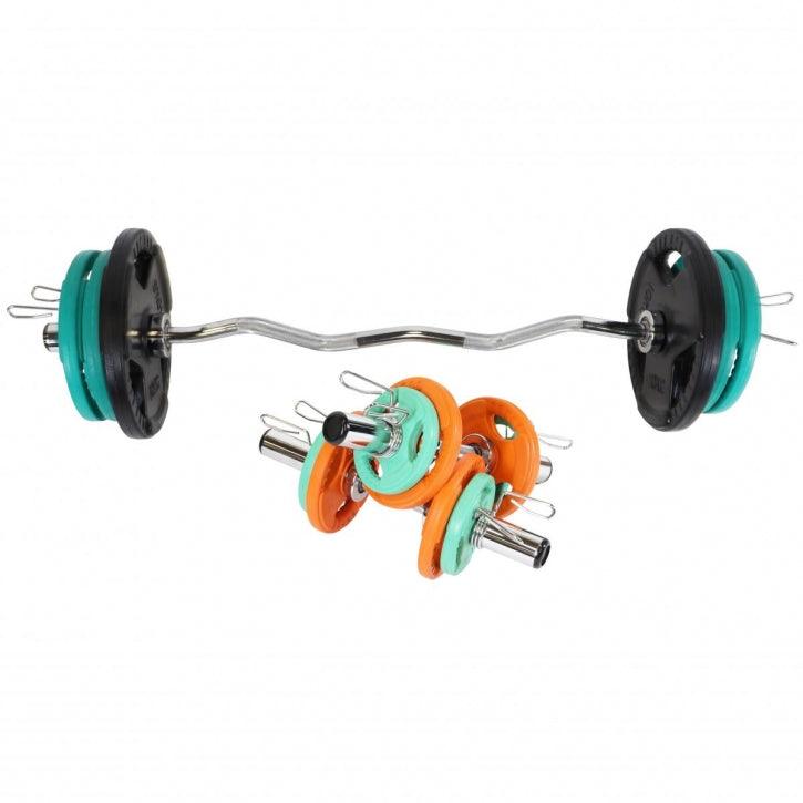 Set Curl Bilanciere EZ Olimpico con Dischi Gommati e Manubri 75 kg 50/51 mm