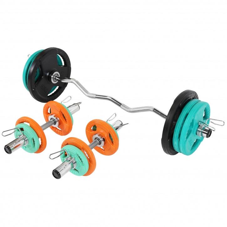 Set Curl Bilanciere EZ Olimpico con Dischi Gommati e Manubri 75 kg 50/51 mm