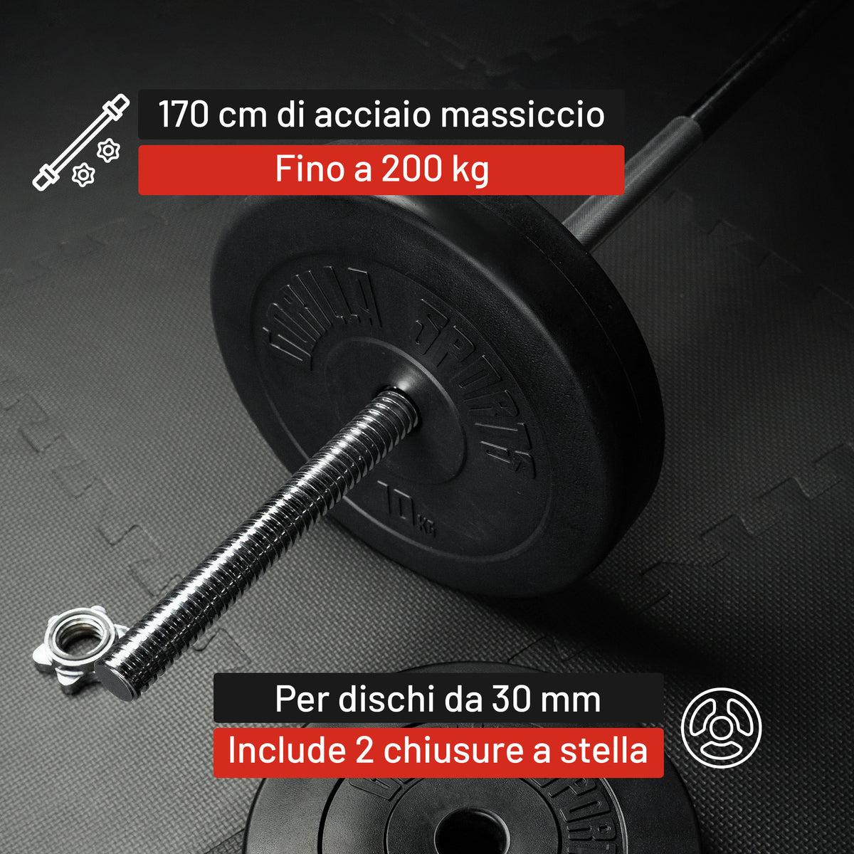 Bilanciere 170 cm con Chiusure a Stella
