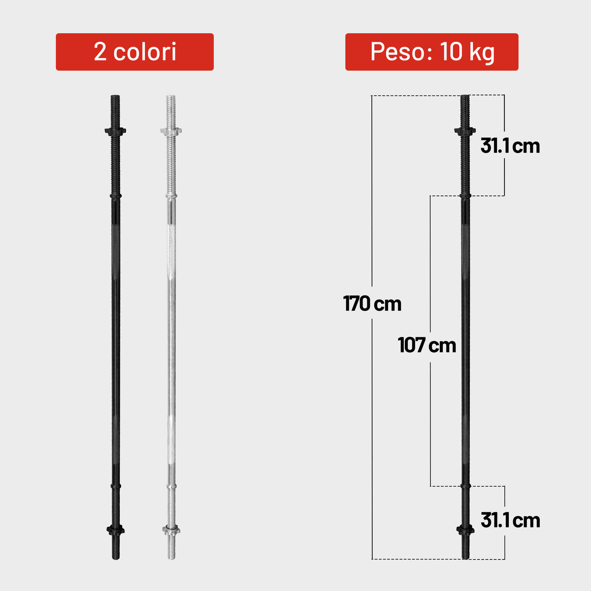 Bilanciere 170 cm con Chiusure a Stella