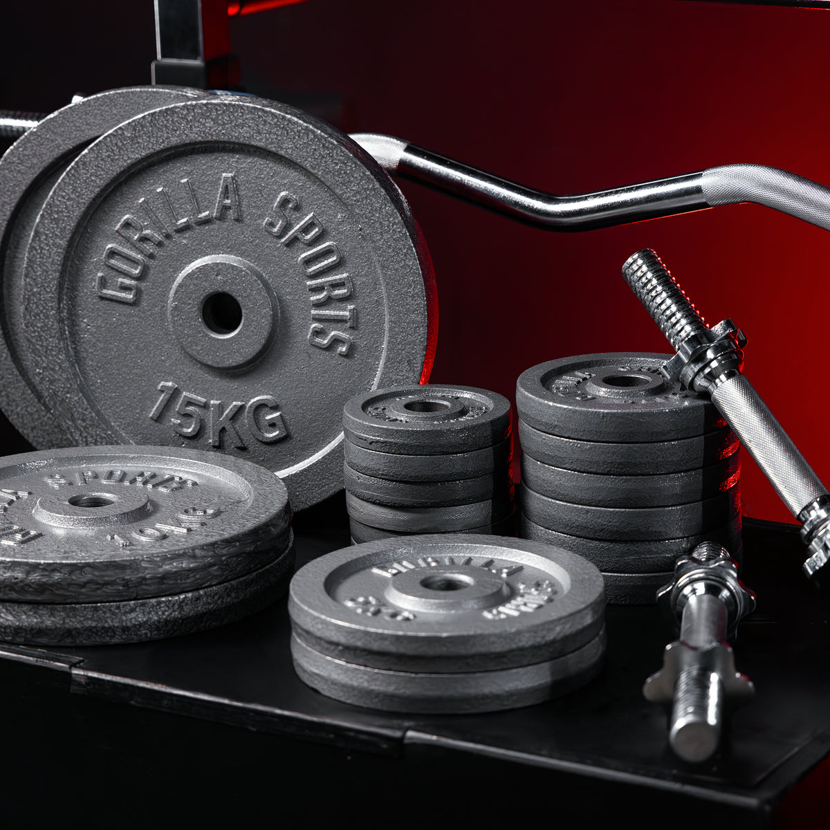 Set Bilanciere, Barra EZ, Manubri e Dischi in Ghisa 108 kg
