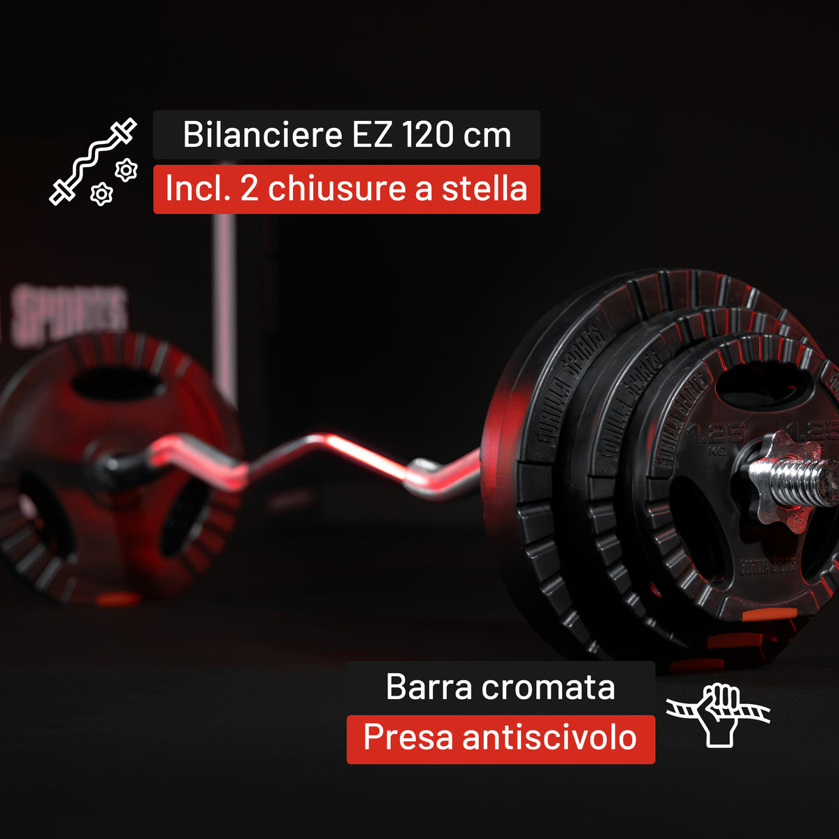 Curl Bilanciere EZ 120 cm con Chiusura a Stella