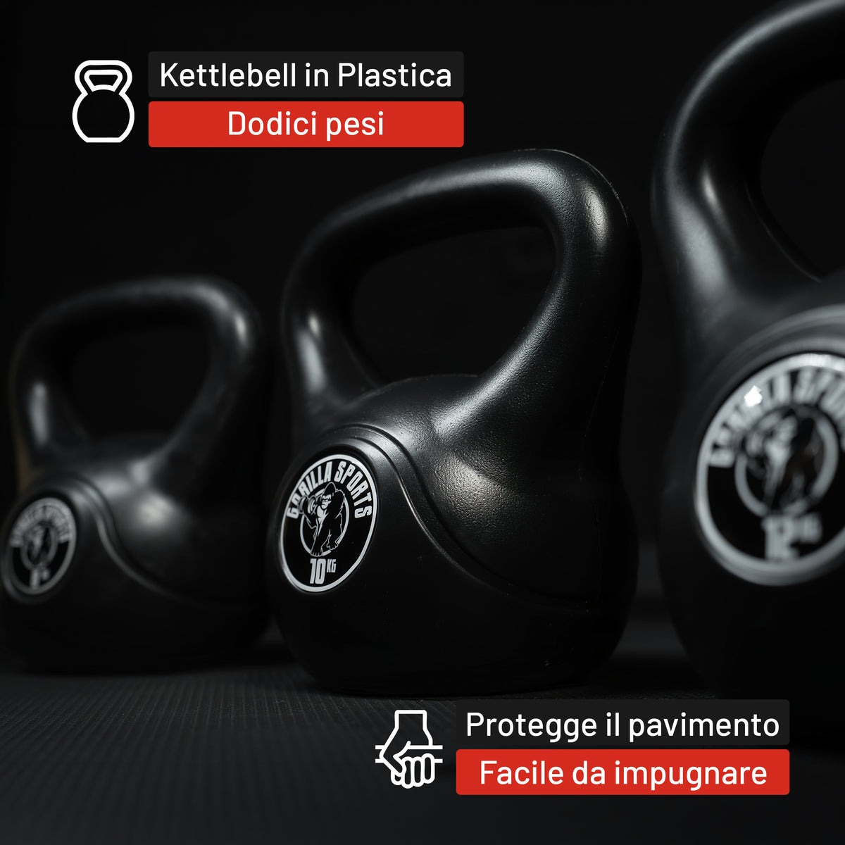 Kettlebell in Plastica, Peso a Scelta 2-20 kg