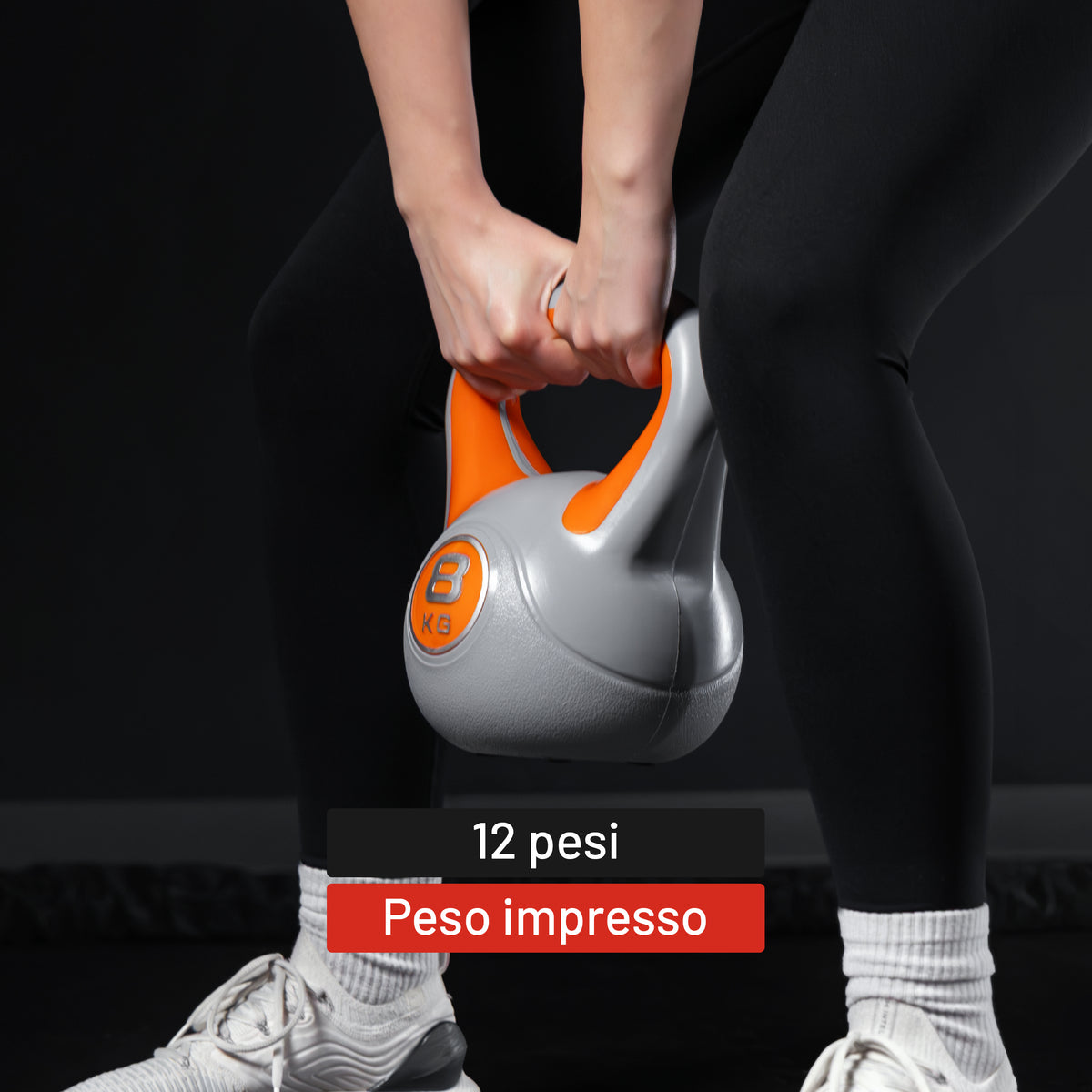 Kettlebell Colorato in Plastica, Peso a Scelta 2-20 kg