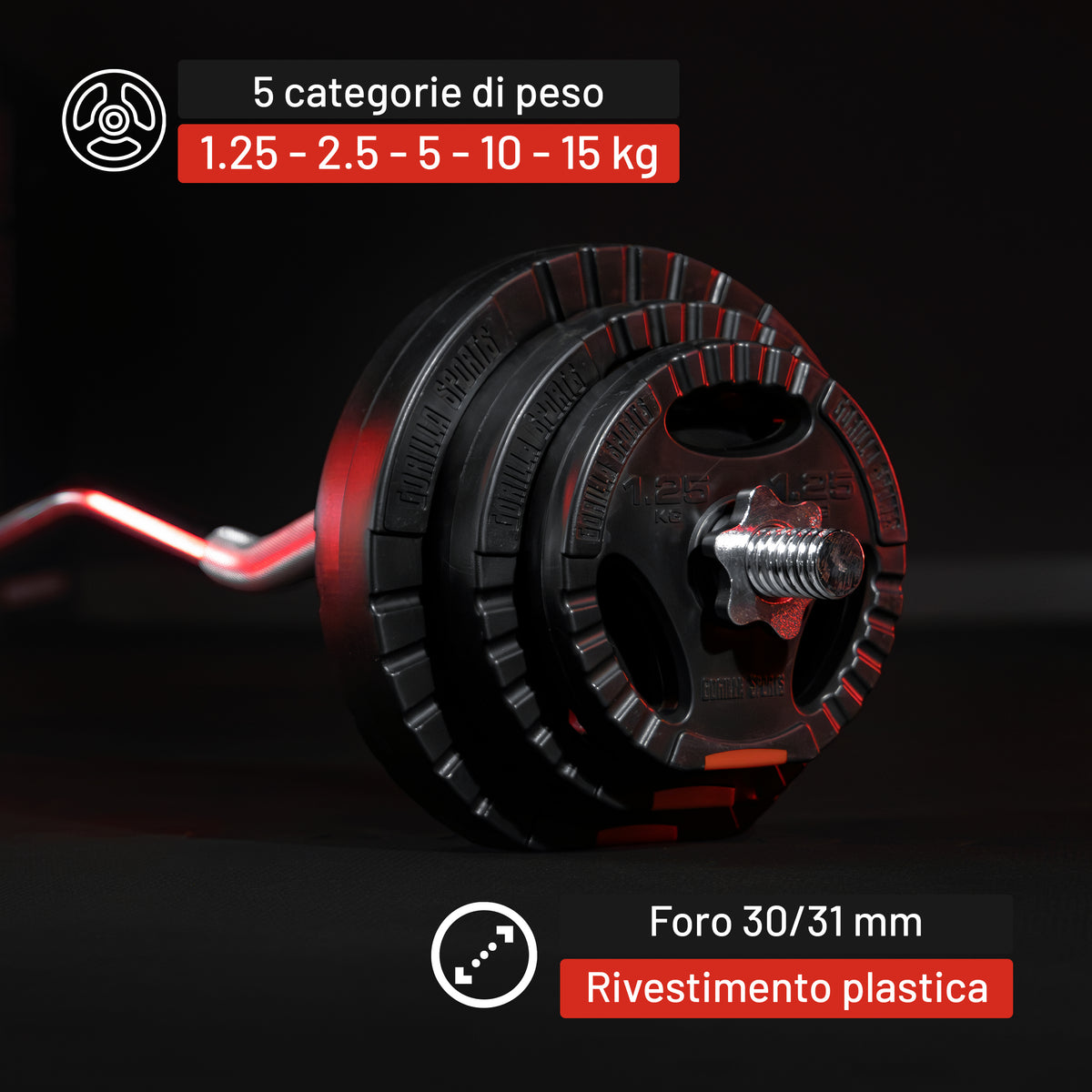 Dischi Pesi Tri Grip 30/31 mm, 1,25-15 kg